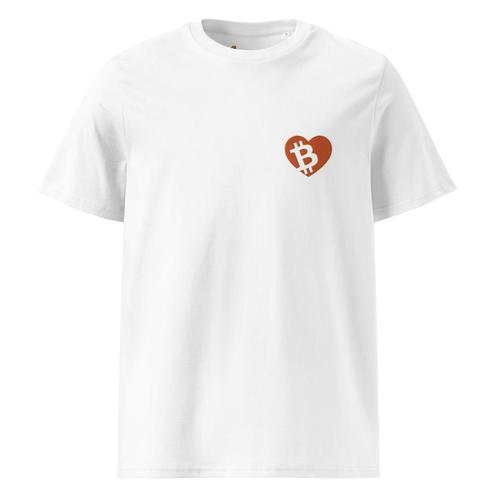 Bitcoin t-shirt - Pocket Heart- Geborduurd - 100% Bio Katoen, Kleding | Dames, T-shirts, Korte mouw, Wit, Nieuw, Verzenden