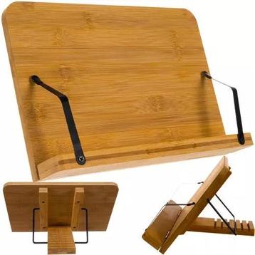 Boekstandaard / Tablet standaard van bamboe hout verstelbaar
