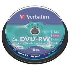 Verbatim DVD-RW 4.7 GB Matt Silver 10 stuks, Computers en Software, Beschrijfbare discs, Nieuw, Verzenden