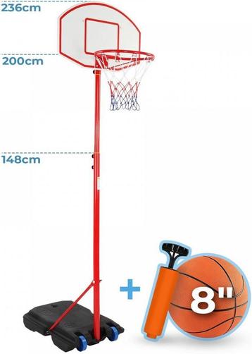 Basketbalstandaard met wielen - in hoogte verstelbaar