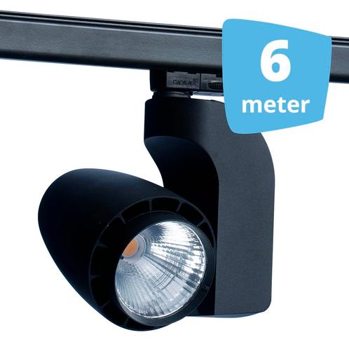 *TIP*  LED railverlichting vento zwart 6 spots + 6m rails, Huis en Inrichting, Lampen | Spots, Ophalen of Verzenden