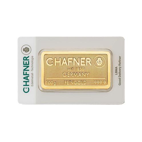 100 gram goudbaar C.Hafner (met certificaat) - Goudzaken, Postzegels en Munten, Edelmetalen en Baren, Goud