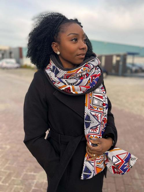 Warme Sjaal met Afrikaanse print Unisex - Kente Mud / wit, Kleding | Dames, Mutsen, Sjaals en Handschoenen, Nieuw, Ophalen of Verzenden