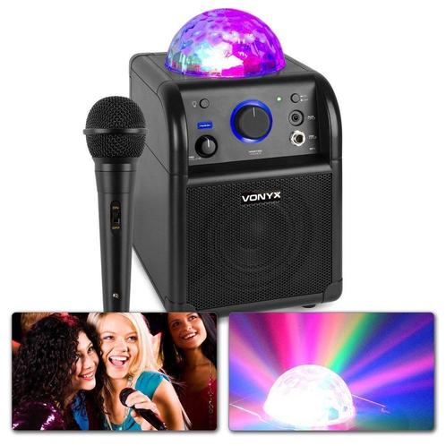 Vonyx SBS50B Karaoke set met microfoon, Bluetooth en lichtef, Audio, Tv en Foto, Luidsprekers, Nieuw, Verzenden