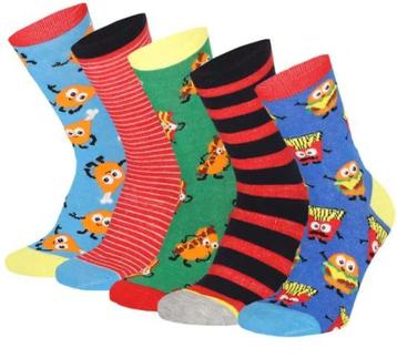 Jongens sokken met fastfood print 5-pack rood €7,95