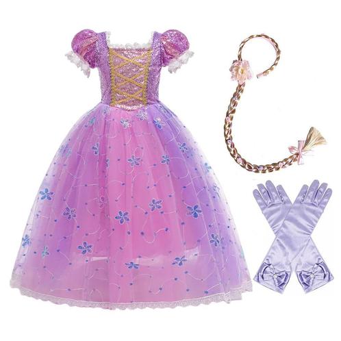 Rapunzel prinsessenjurk+haarband + handschoenen 92 t/m 152, Kinderen en Baby's, Carnavalskleding en Verkleedspullen, Meisje, Nieuw