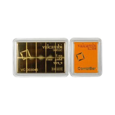 1 troy ounce goudbaar (Valcambi CombiBar) met certificaat, Postzegels en Munten, Edelmetalen en Baren, Goud