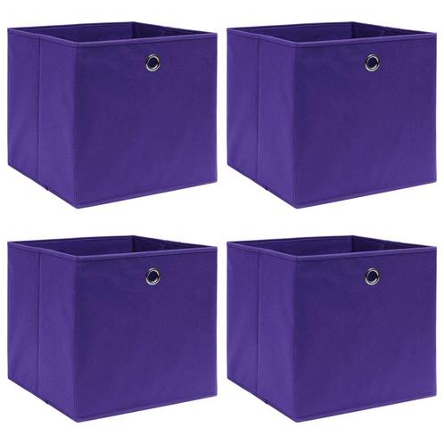 vidaXL Opbergboxen 4 st 32x32x32 cm stof paars, Huis en Inrichting, Woonaccessoires | Kisten, Nieuw, Verzenden