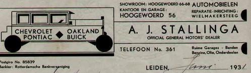 Stallinga & Co., Leiden, rekeningen met auto-afbeeldingen, Postzegels en Munten, Aandelen en Waardepapieren, Overige typen, 1920 tot 1950