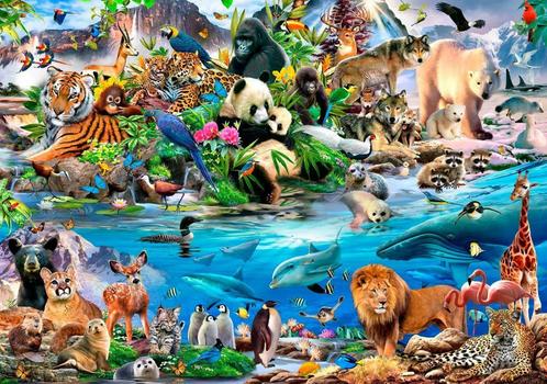 Dieren fotobehang Wildlife, Jungledieren behang, Safari, Kinderen en Baby's, Kinderkamer | Inrichting en Decoratie, Wanddecoratie