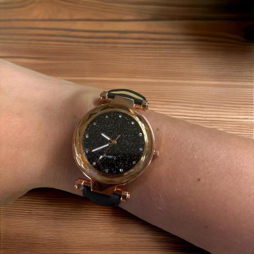 Zwart Horloge met Glitter, Sieraden, Tassen en Uiterlijk, Armbanden, Verzenden