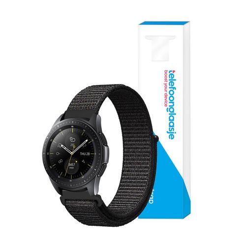 Nylon smartwatch bandje – Zwart 22mm - Universeel, Telecommunicatie, Mobiele telefoons | Toebehoren en Onderdelen, Bescherming