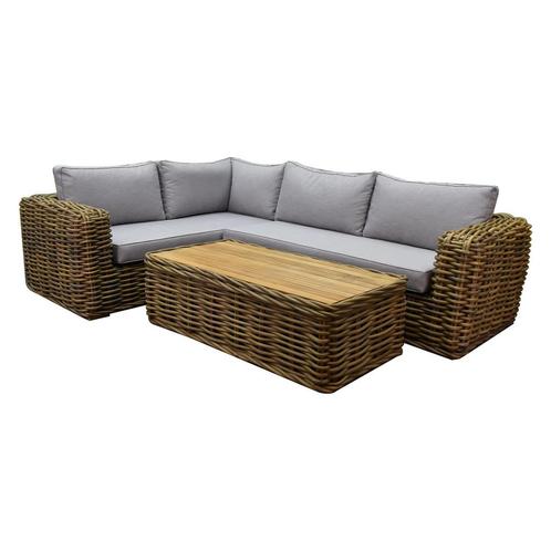 Sumatra hoek loungeset 3-delig naturel rotan, Tuin en Terras, Tuinsets en Loungesets, Nieuw, Ophalen of Verzenden