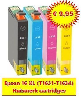 EPSON 16XL T1631-T1634 set, Inkttoko-huismerk, € 9.95, Computers en Software, Printerbenodigdheden, Nieuw, Ophalen of Verzenden