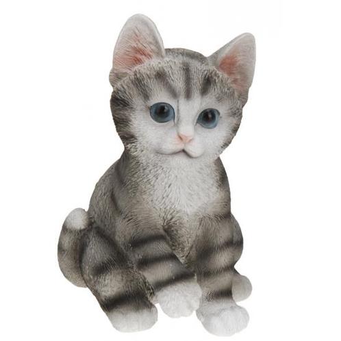 Zittende katten beeldje grijs 19 cm - Beeldjes, Verzamelen, Beelden en Beeldjes, Verzenden