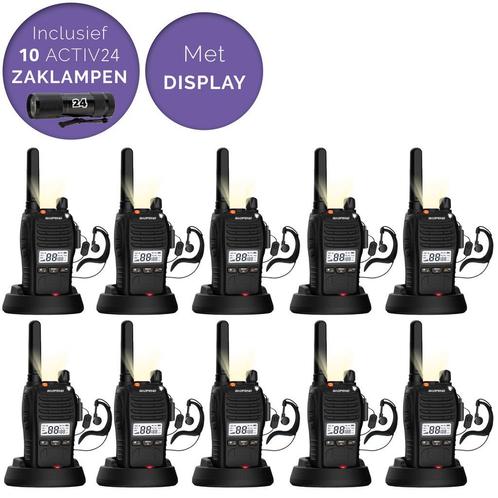 Activ24 10x Baofeng E-88 display PMR portofoons, Telecommunicatie, Portofoons en Walkie-talkies, 2 to 5 km, Met broekklem, Nieuw