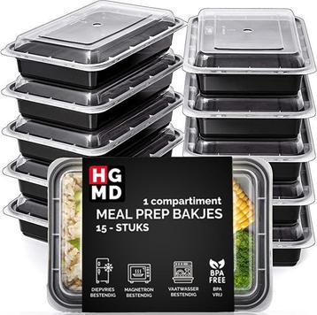 Meal prep bakjes - 1 compartiment - 15 stuks - 1L