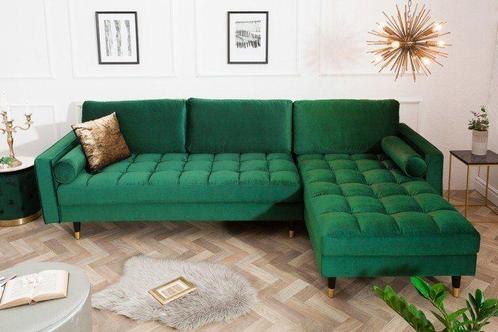 Elegante hoekbank COSY VELVET 260cm smaragdgroene fluwelen, Huis en Inrichting, Banken | Complete zithoeken, Ophalen of Verzenden