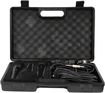 3 microfoon set xlr in koffer met kabels en mic houders
