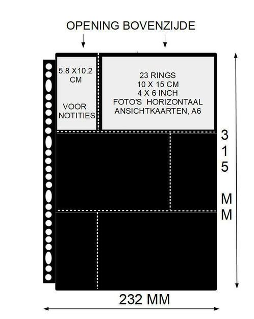 PP bladen 23 rings voor o.a 10x15 cm horizontaal zwart, Verzamelen, Ansichtkaarten | Nederland, Ophalen of Verzenden