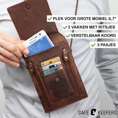 Safekeepers Telefoontasje - Nektasje - Paspoorttasje - Leer, Sieraden, Tassen en Uiterlijk, Tassen | Schoudertassen, Bruin, Nieuw