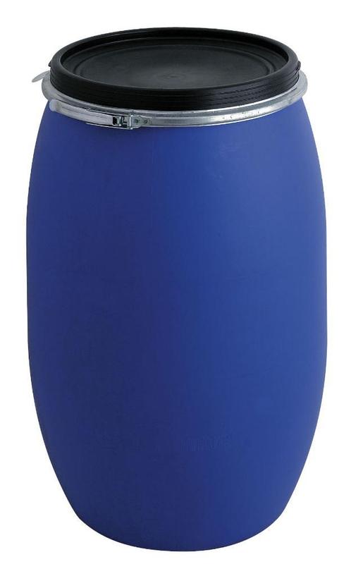 Kunststof vat - Afvalton - 220 liter - Blauw + zwart deksel, Zakelijke goederen, Kantoor en Winkelinrichting | Magazijn, Stelling en Opslag