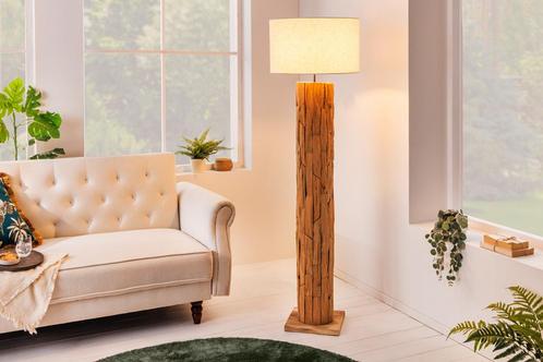 Design vloerlamp ROOTS 160cm drijfhout linnen kap beige, Huis en Inrichting, Lampen | Vloerlampen, Ophalen of Verzenden