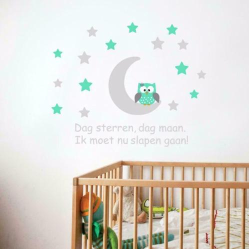 Muurstickers voor Babykamer Uil Maan Sterren Mint Roze Blauw, Kinderen en Baby's, Kinderkamer | Inrichting en Decoratie, Wanddecoratie