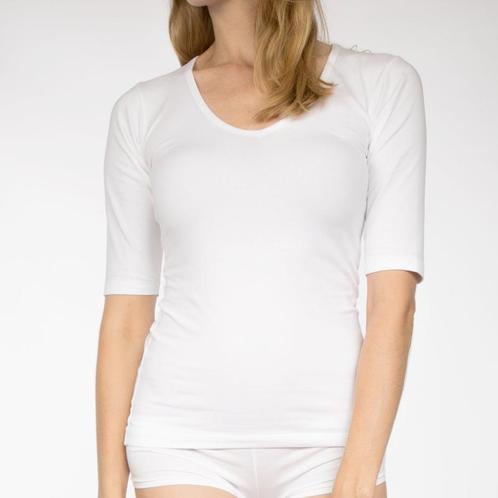 Claesens Dames V-Shirt Wit V-Hals 3/4 Mouw, Kleding | Dames, Ondergoed en Lingerie, Verzenden
