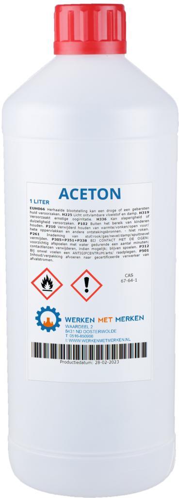 Wmm Chemie Aceton 1 liter, fles, Doe-het-zelf en Verbouw, Overige Doe-het-zelf en Verbouw, Nieuw, Verzenden