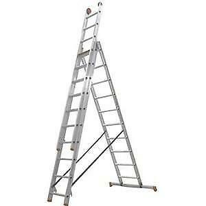 Maxall Opsteek Ladder 3-delig recht 9,00m met stabiliteit..., Doe-het-zelf en Verbouw, Ladders en Trappen, Nieuw, Ophalen of Verzenden