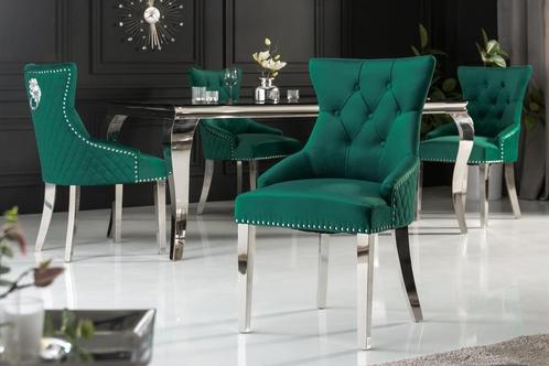 Barokke stoel CASTLE DELUXE smaragdgroen fluwelen, Huis en Inrichting, Stoelen, Ophalen of Verzenden