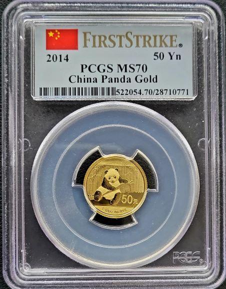 Gouden China Panda 1/10 oz 2014 PCGS MS70, Postzegels en Munten, Munten | Azië, Oost-Azië, Losse munt, Goud, Verzenden