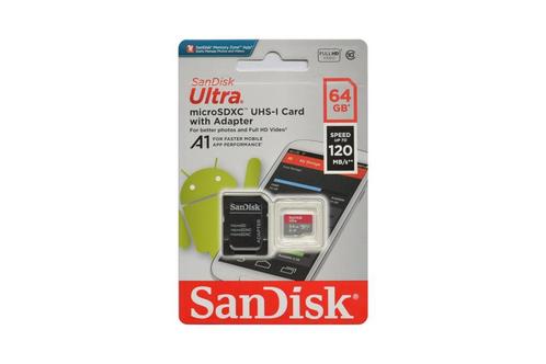Sandisk Ultra 64GB microSDXC 120mb/s geheugenkaart, Audio, Tv en Foto, Fotografie | Geheugenkaarten, MicroSDXC, Nieuw, 64 GB, Ophalen of Verzenden