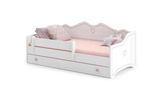 Kinderbed - roze wit - met lade - 160x80 cm - incl. matras, Kinderen en Baby's, Kinderkamer | Bedden, Nieuw, Ophalen of Verzenden