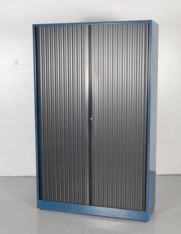 Ahrend roldeurkast, blauw, 195 x 120 cm, incl. 4 legborden