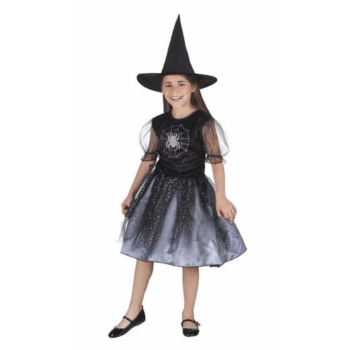Halloween kinder verkleedkleding heks met spin - Heksen kl.., Kinderen en Baby's, Carnavalskleding en Verkleedspullen, Ophalen of Verzenden