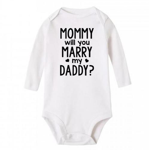 Baby rompertje Mommy Will You Marry my Daddy, Kinderen en Baby's, Kinderkleding | Maat 92, Jongen of Meisje, Nieuw, Shirt of Longsleeve
