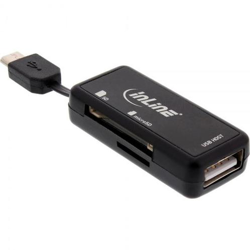 InLine Micro USB OTG adapter met kaartlezer, Computers en Software, Pc- en Netwerkkabels, Ophalen of Verzenden