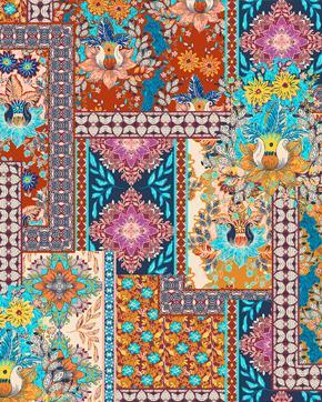 Viscose Batik Safran, Hobby en Vrije tijd, Stoffen en Lappen, Overige kleuren, Nieuw