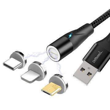 DrPhone 3-in-1 Lightning/Micro USB/Type-C 360 Magnetische 3A