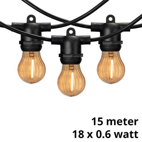 Lybardo lichtsnoer buiten 15 meter incl. 18 amber LED pumpki, Tuin en Terras, Buitenverlichting, Wandlamp, Nieuw, Minder dan 50 watt