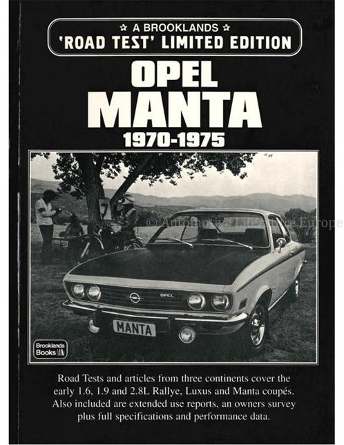 OPEL MANTA 1970 - 1975 (BROOKLANDS ROAD TEST, LIMITED, Boeken, Auto's | Boeken, Opel