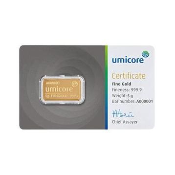 5 gram goudbaar Umicore (met certificaat) - Goudzaken