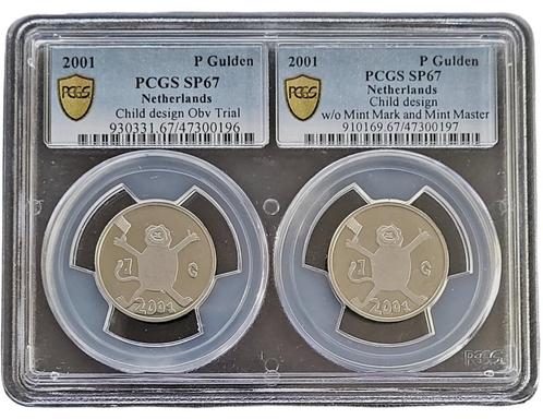 Koningin Beatrix DUO slab 1 gulden 2001 SP67 PCGS 1e Ontwerp, Postzegels en Munten, Munten | Nederland, Losse munt, Verzenden