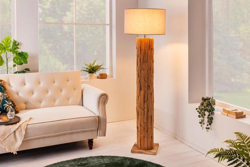 Design vloerlamp ROOTS 160cm drijfhout linnen kap grijs, Huis en Inrichting, Lampen | Vloerlampen, Ophalen of Verzenden