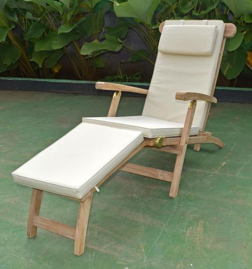 A-Kwaliteit Teak Deckchair Ligstoel Loungestoel Relaxstoel, Tuin en Terras, Tuinstoelen, Nieuw, Inklapbaar, Verstelbaar, Teakhout