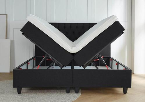 Boxspring met opbergruimte Torino 140 200 Zwart, Huis en Inrichting, Slaapkamer | Boxsprings, 140 cm, 200 cm, Zwart, Twijfelaar