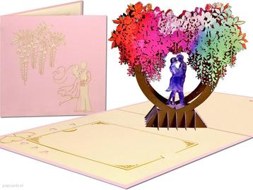 Kleurrijke Trouwkaart pop-up huwelijkskaart