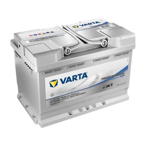 Varta LA70 AGM accu 12 volt 70 ah Dual Purpose, Caravans en Kamperen, Camper-accessoires, Nieuw, Ophalen of Verzenden